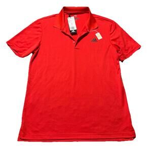 NWT Adidas Golf Polo Shirt Performance Red UPF50 Red Mens Medium Short Sleeve
